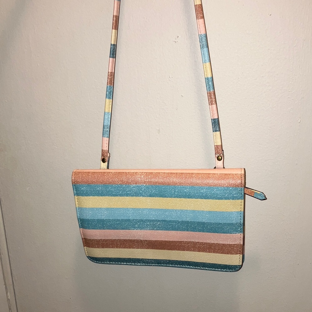 Safe Keeper Colorful Striped Crossbody Bag 8” X 7”
